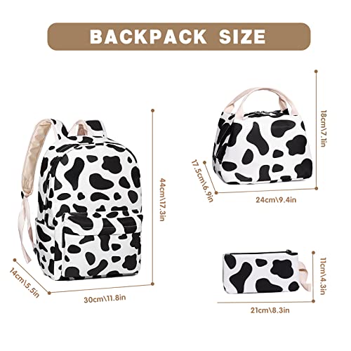 Mcwth Cow Print School Backpack For Girls, Kids Teen School Bags Bookbags With Lunch Box And Pencil Case #TOP1