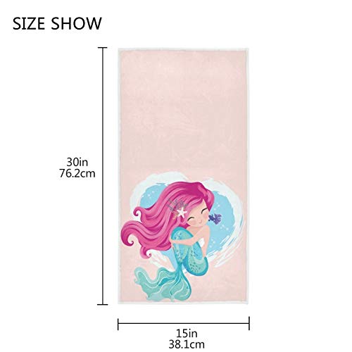 Cute Mermaid Girl Soft Hand Towels For Bathroom 16X30,Decorative Summer Underwater Pink Fingertip Kitchen Dish Towels Washcloth For Hotel, Gym And Spa #TOP2