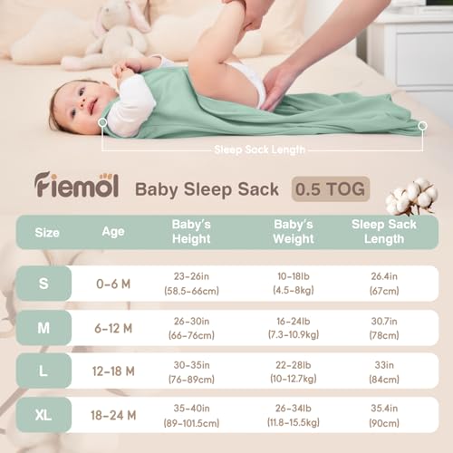 Image of Baby Sleep Sack 0-6 Months, 100% Cotton Sleeping Sack for Newborn and Infant, 3 Pack Baby Wearable Blanket, 0.5 Tog Lightweight Double Zipper Sleep Bag Apricot