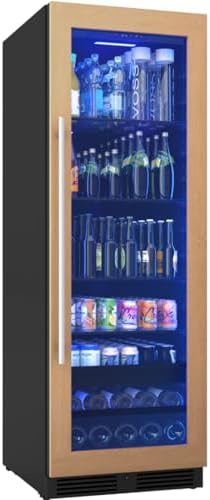 Zephyr 24 Inch Panel-Ready Wine Fridge & Beverage Refrigerator Single Zone Full Size – Tall Wine Cooler Cellars Large Bar Drink Freestanding w/Glass Door – 266x12oz cans & 14×750 ml bottles