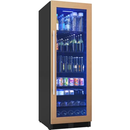 Image of Zephyr 24 Inch Panel-Ready Wine Fridge & Beverage Refrigerator Single Zone Full Size - Tall Wine Cooler Cellars Large Bar Drink Freestanding w /Glass Door - 266x12oz cans & 14x750 ml bottles