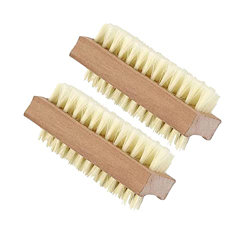 Bamboo Nail Brush 2PCS Two-side Firm Nature Wooden Sisal Scrub Brush for Toes and Nails Cleaning Nail Brush