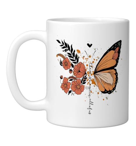 Floral Butterfly Quote There Is Magic In All Of Us Ceramic Mug, White