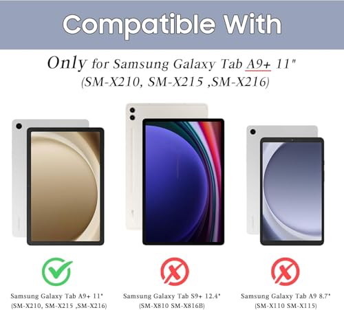 Image of TechTrendz Smart Cover for Samsung Galaxy Tab A9 Plus 11 inch [SM-X210, SM-X215, SM-X216B] Support S Pen Magnetic Attachment Shockproof Trifold Stand Auto Wake /Sleep Flip Cover - Black