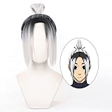 Tongtta Anime Short Black White Gradient Cosplay Gin Gagamaru Wig Halloween Costume Party Wig for Adult