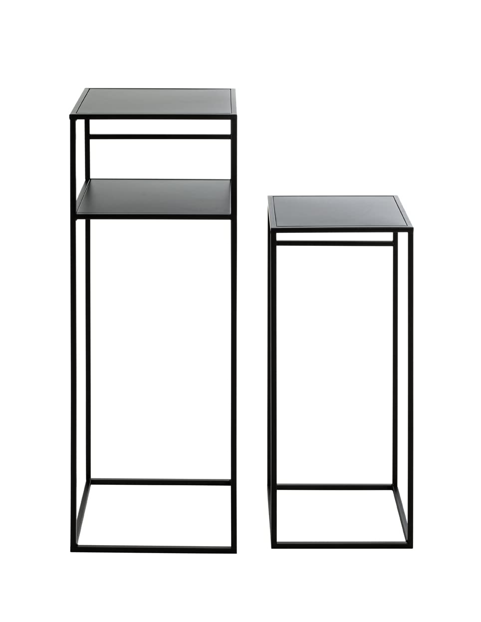 HAKU Set di 2 tavolini in metallo nero - Tavolini da salotto piccoli - Dimensioni: L 26/30 x A 63/85 x P 26/30 cm Stile: Moderno