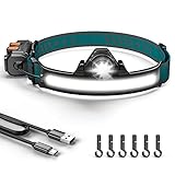 Stirnlampe LED Wiederaufladbar USB, Superheller 1000 Lumen Kopflampe Stirnlampe, 270° Sensor Stirnlampe 5 Lichtmodi Leichte IPX65 Wasserdichte Stirnlampen, Perfekt Headlight für Joggen, Angeln, Laufen