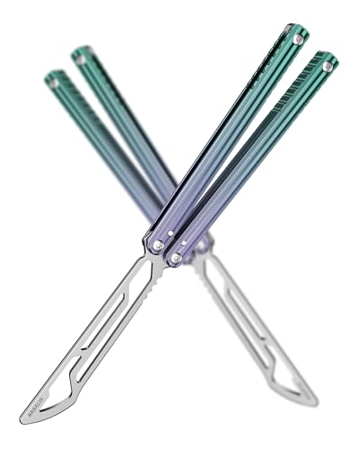 Nabalis Impulse Butterfly Knife Balisong Trainer for Practicing Flipping Blunt Practice No Edge ToolLightweightPublic-Friendly Metal Trainer