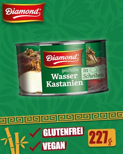 DIAMOND Wasserkastanien in Scheiben, essbare Kastanien für Suppen, Currys und Wok Gerichte - 12 x 227 g