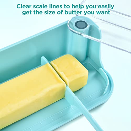 Butter Dish With Transparent Lid, Dishwasher Safe Butter Storage Container, Abs Plastic Butter Dish For Countertop, Butter Dishes With Knife & Butter Stick（Blue） #TOP5
