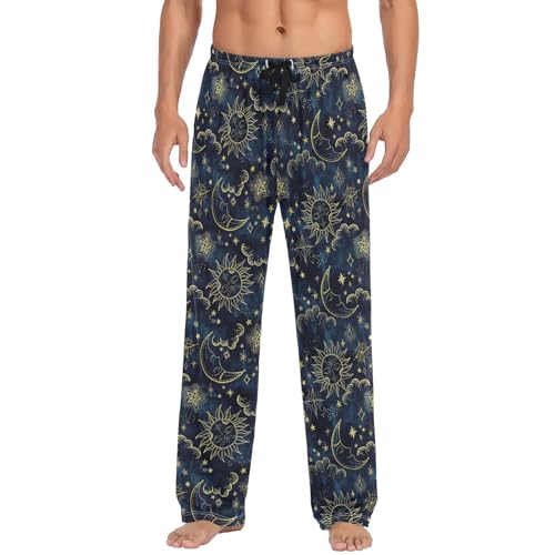 Laprad Men's Vintage Sun Moon Star Pajama Pants Lounge Pjs Bottoms Soft Sleep Pant with Pockets Drawstring2