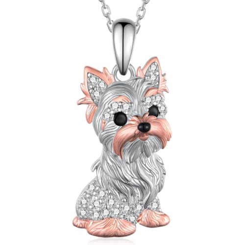 Collier pendentif Yorkshire bicolore en bijoux de chien mignon pour femme