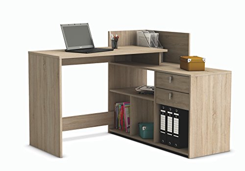 Escritorio mesa de estudio ordenador 121cm. Roble. Para despacho, ordenador, dormitorio juvenil