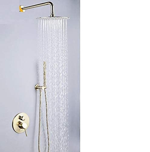 Kit de douche or brossé complet avec mélangeur mécanique et pomme de douche 10"