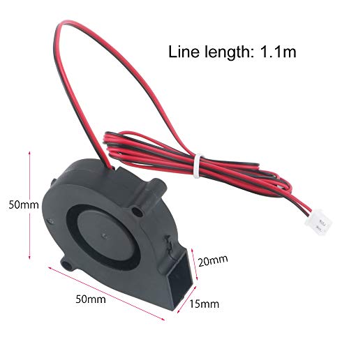 GTIWUNG 2 Stück DC 12V Lüfter Ventilator für 3D-Drucker, Brushless Lüfter, Turbine Gebläse Kühlerlüfter Kühlgebläse, 3D Drucker Zubehör, 50 x50 x 15mm Schwarz