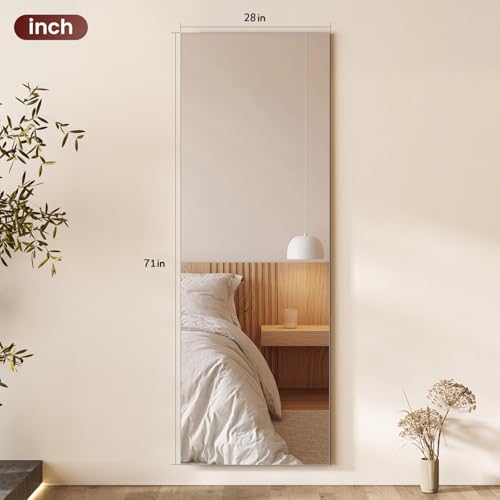 Kosmonia 71x28 Frameless Full Length Silver Coating Mirror w/Distortion Free, HD Reflection &Anti Desilvering, Tempered Glass, Easy Setup w/Stand, Wall/Standing by Kosmonia - Image 3