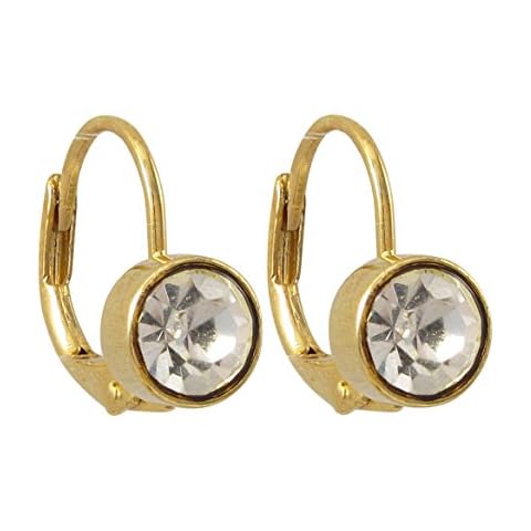 Isaac Kieran Gold Finish White Pave Crystals Leverback Earrings Cover