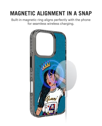 Image of DailyObjects Queen Babe Stride 2.0 Magnetic Case Cover Compatible with iPhone 16 Pro Max | Wireless Charging Slim Back Cover | 2 Layer Edge Protection & Shockproof