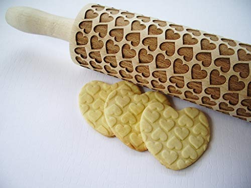 Rolling Pin Big Hearts Laser Engraved For Embossed Cookies Valentine's Day Gift #TOP20
