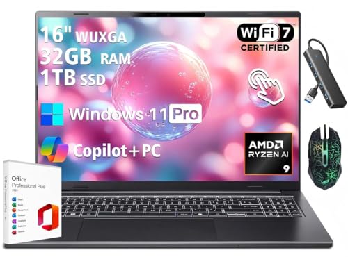 Acer 17.3 PC Laptop,Ultra 7,NVIDIA GeForce RTX 5050,16" WUXGA IPS Touchscreen Laptop,132GB RAM,4TB SSD,Windows 11 Pro,WiFi 7,MS Office Pro Plus 2021