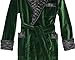 Outfit Luxury Men's Velvet Smoking Jacket Robe, Emerald Green with Quilted Lapels, Classic Loungewear (US, Alpha, X-Large, Regular, Regular, Olive green)
