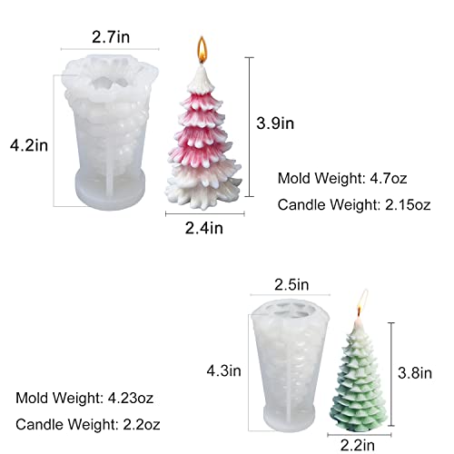 Christmas Home Decor Silicone Candle Molds,Diy Craft Mold Candle Diy Aromatherapy Candles Soap Wax Plaster Polymer Clay Making Christmas Tree Shape Candle Molds Silicone 3D Set（2 Pack） #TOP2