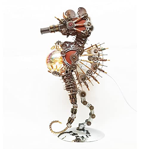Puzzle 3D métal de haute précision de 2100 pièces formant une lampe hippocampe lumineuse - 5