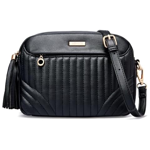 Marvolia Quilted Crossbody Bags for Women Vengan Leather Shoulder Handbag Small Purses with Adjustable Strap - Black Cover