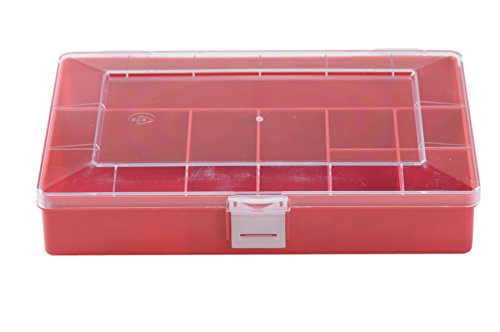 hünersdorff Sortimentskasten: stabile Sortierbox (PS-Compact) mit fester Fachaufteilung (8 Fächer), Sortierkasten-Maße: T170 x B250 x H46 mm, Made in Germany, rot
