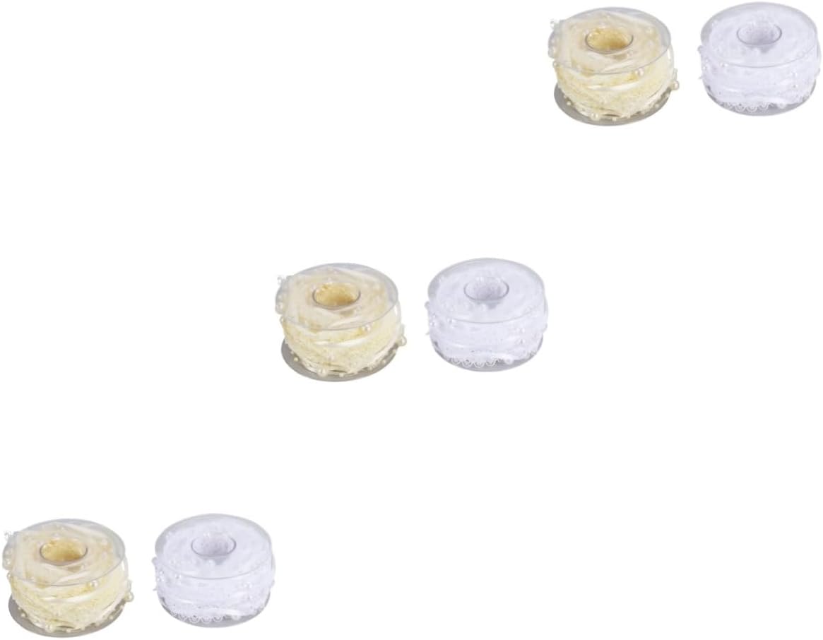 STOBOK 3sets Pearl Lace Ribbons 5m Yarn Ribbon Wedding Decoration Band Christmas Tree Trim Party Supplies 2roll*3