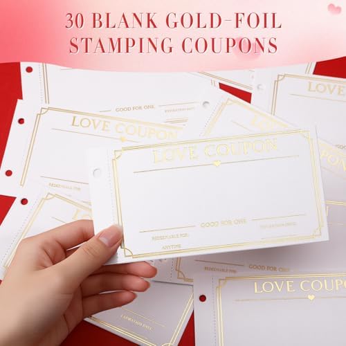 Love Coupon Book for Him, 커플용 빈 금박 쿠폰 30개 — 사진 2