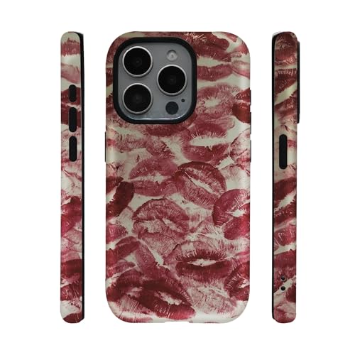 qizjio Lips Phone Case Shockproof Protective Kiss Lipgloss Phone Cover for iPhone 14 Pro