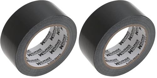 WOLFPACK LINEA PROFESIONAL - Cinta Americana Muscle Color Negro 48 mm. x 10 mertos. Super Resistente, Sellar, Reparar, Unir, Fijar, Sujetar, Empaquetar. (Paquete de 2)