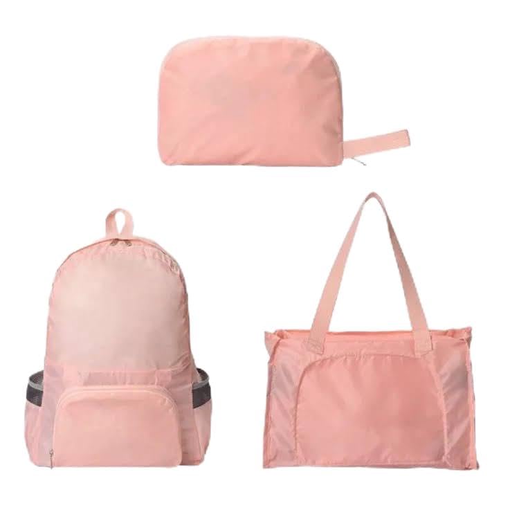 Mochila Bolsa Dobrável 2 em 1 Nylon Leve Ecobag (Rosa)