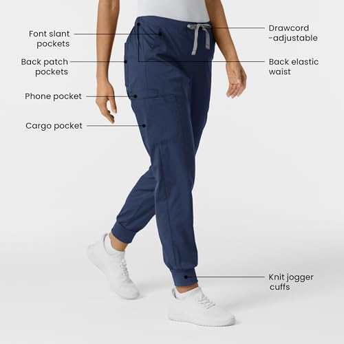 Image of Wink W123 Women's Flex-n-Reach Track Scrub Pant, Black, Large Petite