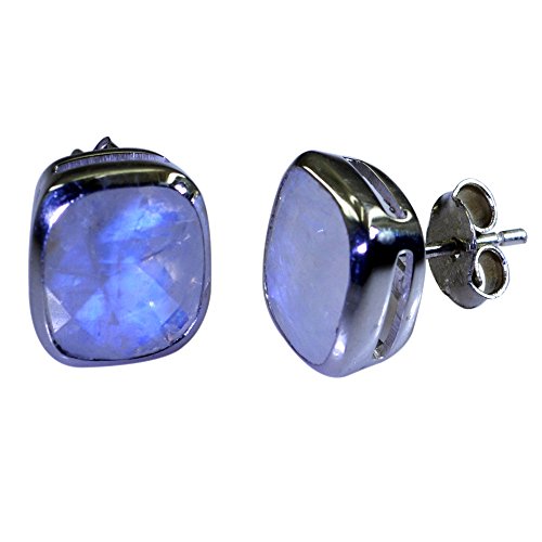 Boucles d'oreilles argent véritable et pierre de lune arc-en-ciel d'une brillance rare