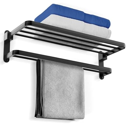 Awekris Stainless Steel Towel Rack– Wall Mounted, Space-Saving Towel Bar for Bathroom, Kitchen, and Laundry Room Organizer Shelving for Home (Black) Cover