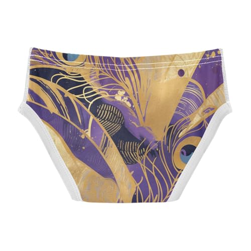 Gold Peacock Feather Violet Baby Boys Comfort Kids Underwear Breathable Undies2