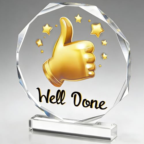 DOUOAUO Well Done Trophy - Acrylic Championship Trophy Award, 4.72x5.27 Inch - Perfect for Sports Tournaments, Academic Competitions, School Awards, Party Prizes for Adults