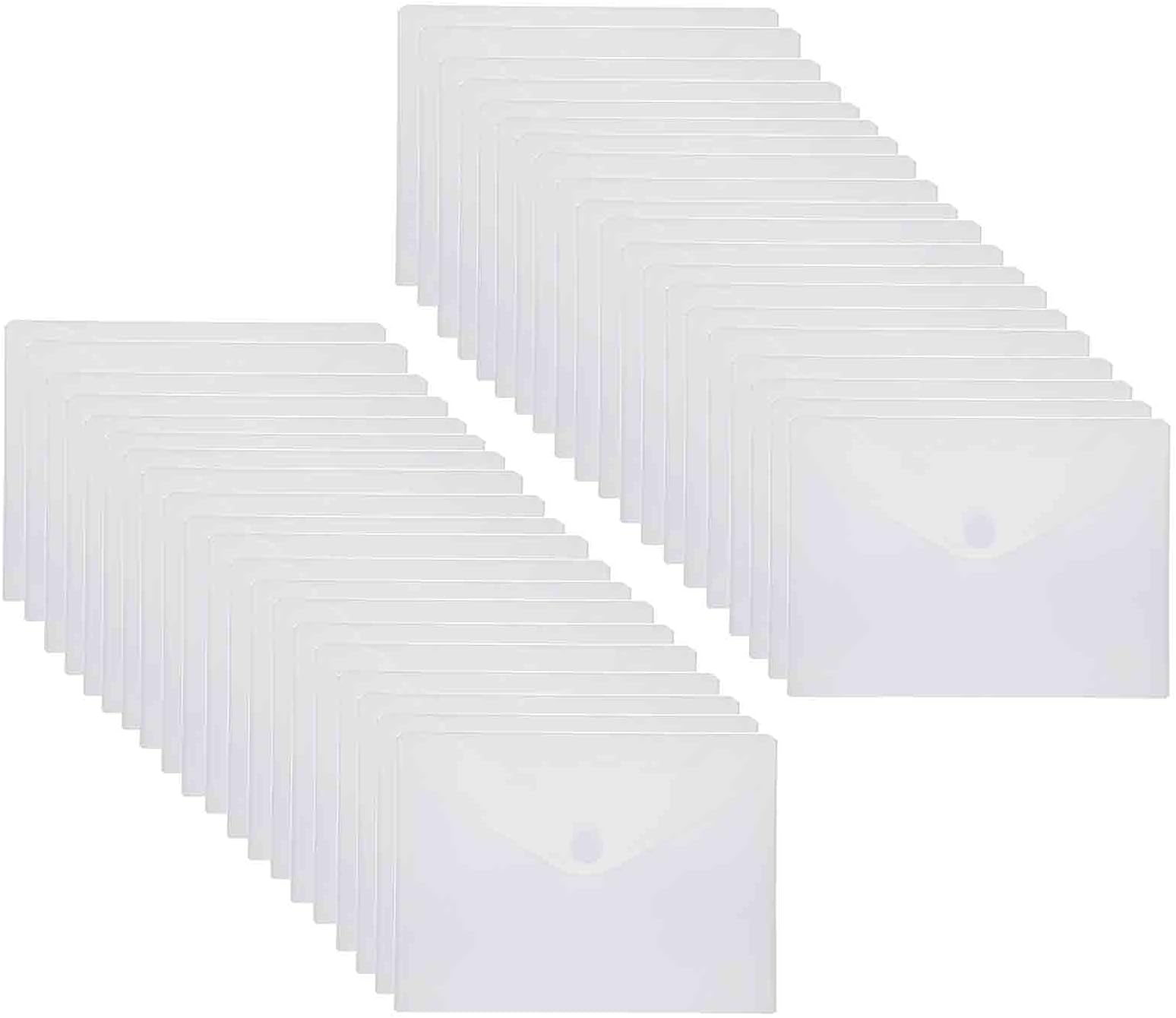 9x7 Clear Plastic Envelopes Hook Loop Closure Receipt Stickers Storage Holder 40 Pack