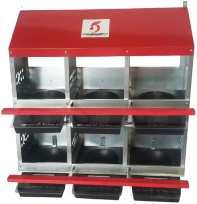 Duncan's Nesting Boxes - 6 Hole Metal Poultry Nest Box for Chickens, Hens, Ducks - Large Egg Laying Boxes - Rust Proofed Construction with Large Vented Holes and Rollout Egg Collection
