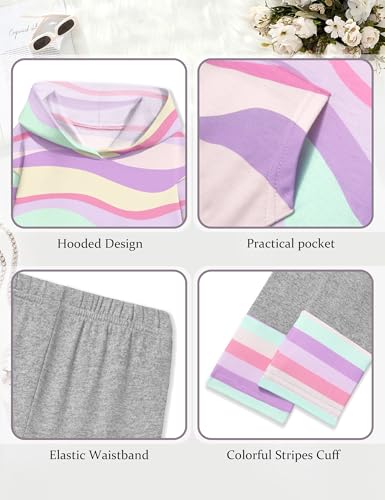 Toddler Girl Clothes Tie-Dye Stripe Color Block Toddler Girls Clothes Little Girls Kids 2pcs Outfits Hoodie Leggings
