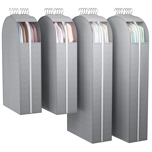 Liuoud 10" Gusseted Garment Bags for Hanging Clothes, Clear Window, 40"&50”