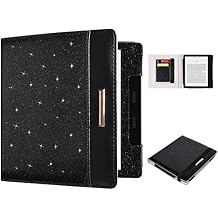 DMLuna Kindle Oasis Case, Fits 10th Generation 2019 and 9th Generation 2017, 7, Premium Protective Durable Lightweight PU Leather Cover with Auto Sleep Wake, Card Slot, Hand Strap, Glitter Black