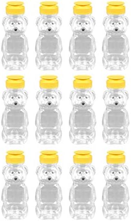 Hemoton 12pcs Plastic Honey Jar Bear Honey Bottles Jar Refillable Squeeze Bottles with Flip Top Lid Juice Drinking Bottle Condiment Dispenser Christmas Fall Wedding Party Supplies 240ml
