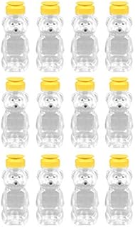 Hemoton 12pcs Plastic Honey Jar Bear Honey Bottles Jar Refillable Squeeze Bottles with Flip Top Lid Juice Drinking Bottle Condiment Dispenser Christmas Fall Wedding Party Supplies 240ml