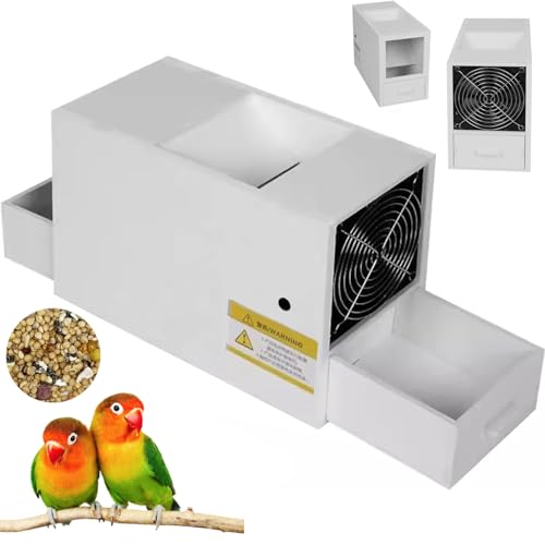 Electric Grain Cleaning Winnower Machine, Birds Feed Grain Blowing Machine with 2 Drawer, Adjustable speed, Bird Feed Blown Shell Splitter for Millet, Miscellaneous Grains, Melon Seeds