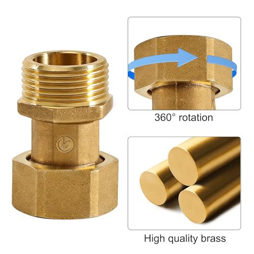 2 Stück Messing Verschraubung Durchgang, G3/4\ Beweglich Verschraubung Durchgang, 3/4 Zoll AG x IG Messing Verschraubung beide Seiten gleich, DN20 Wasserzähler Verschraubungen,für Gas, Wasser, Öl