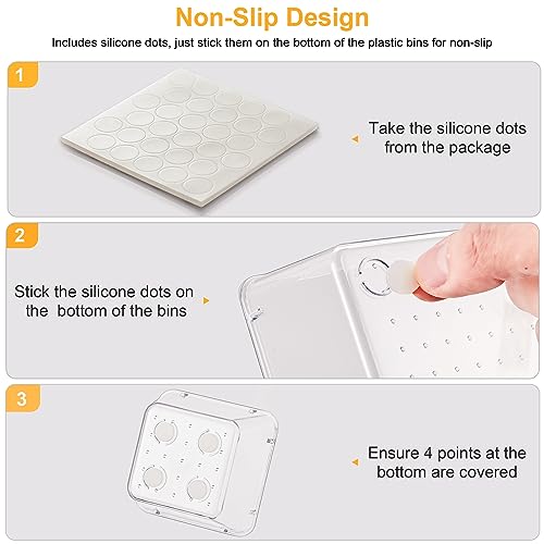 SMARTAKE 13-Piece Drawer Organizers with Non-Slip Silicone Pads, 5-Size Desk Bathroom Drawer Organizer Trays Storage Tray for Makeup, Jewelries, Utensils in Bedroom Dresser, Office and Kitchen, Clear - Image 7