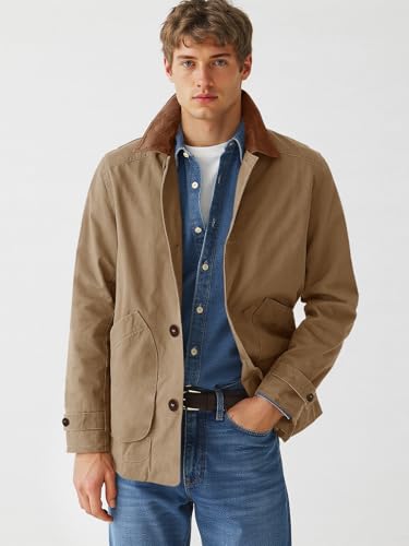 Runcati Mens Lightweight Jackets Button Down Casual Cotton Barn Jacket Vintage Military Fall Outwear with Pockets2